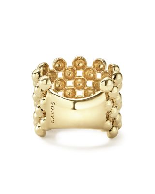 Caviar Gold Collection 18K Gold Wide Beaded Ring