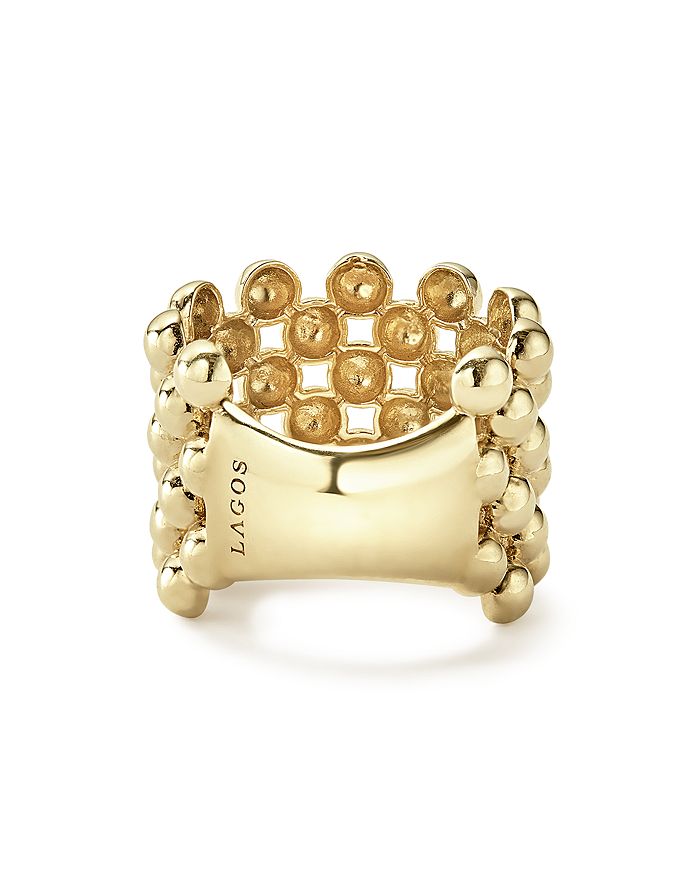 Shop Lagos Caviar Gold Collection 18k Gold Wide Beaded Ring