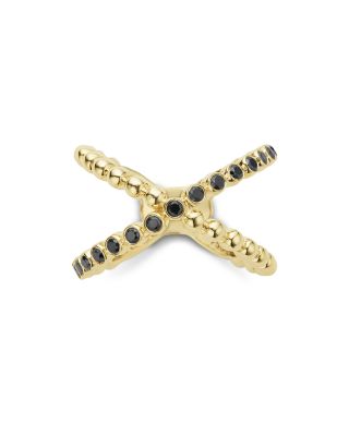 Gold & Black Caviar Collection 18K Gold & Black Diamond Crossover Ring