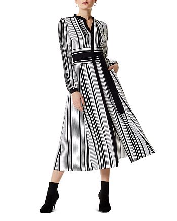 KAREN MILLEN Striped Midi Shirt Dress | Bloomingdale's
