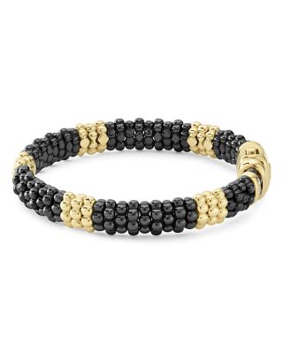 Gold & Black Caviar Collection 18K Gold & Ceramic Beaded Five Station Bracelet