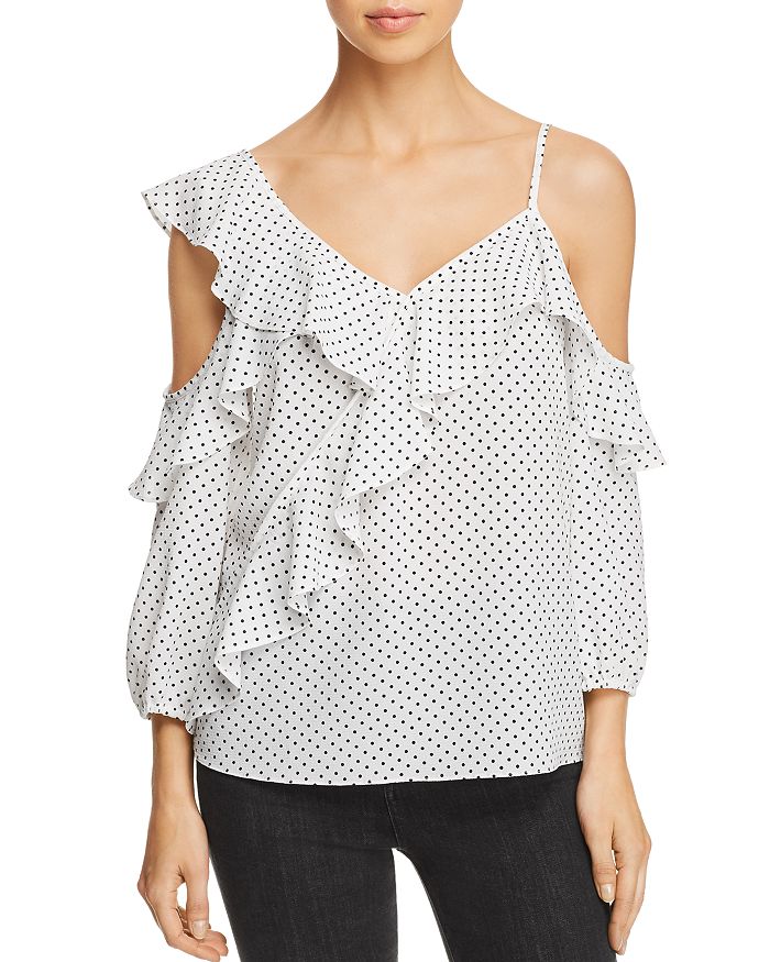 Bailey44 Unforgettable Cold-shoulder Silk Top - 100% Exclusive In Polka Dot