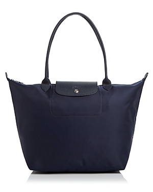 Longchamp Le Pliage Neo Large Nylon Tote In Navy Blue/silver