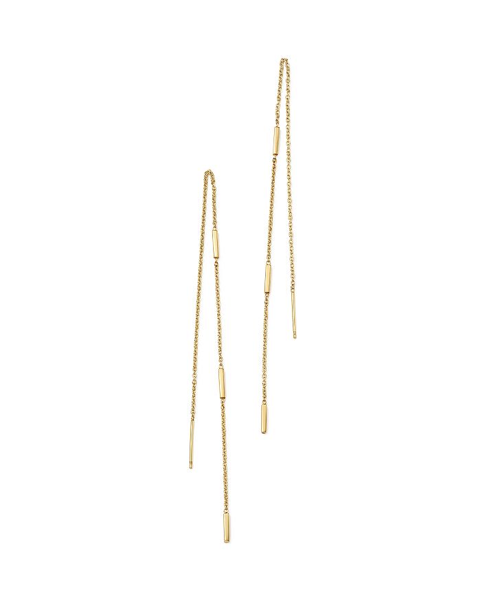 Shop Zoë Chicco 14k Yellow Gold Bar & Chain Threader Earrings