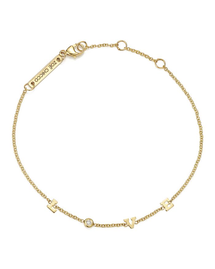 Zoë Chicco 14K Yellow Gold Tiny Love Diamond Bracelet | Bloomingdale's