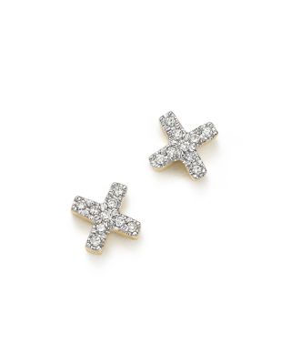 diamond x stud earrings