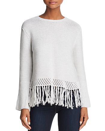 Aqua Fringe Hem Sweater 100 Exclusive Bloomingdale S