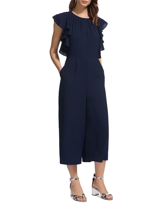 Whistles Zyta Frill Jumpsuit In Navy