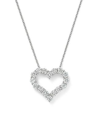 Bloomingdale's Fine Collection - Diamond Heart Pendant Necklace in 14K White Gold, 0.25-1.0 ct. t.w. - Exclusive