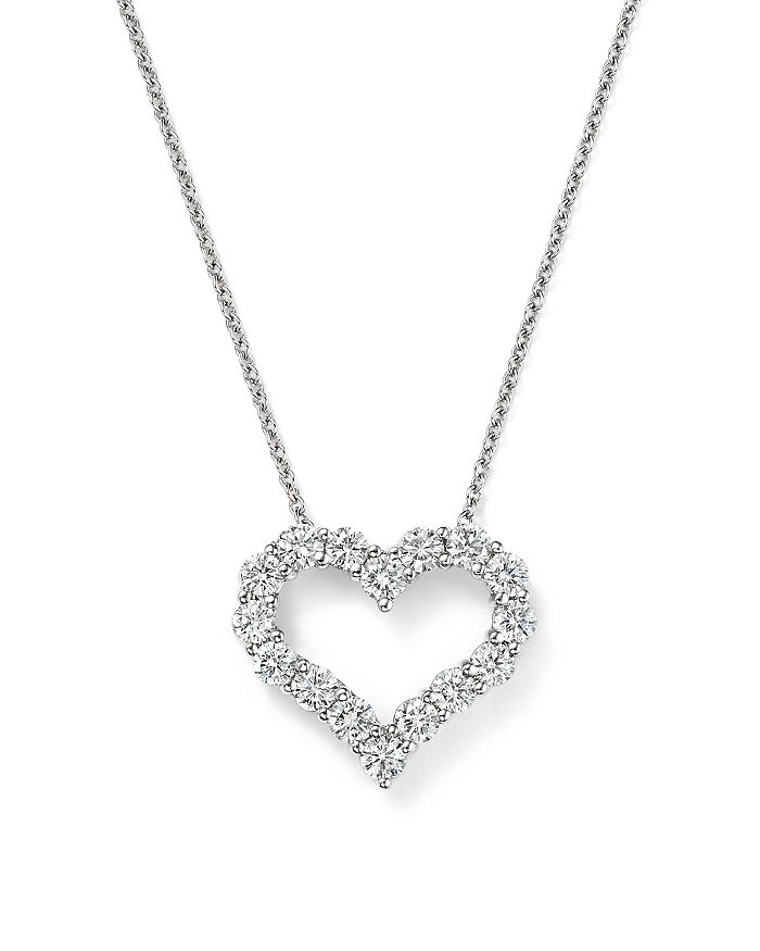 Bloomingdale's Diamond Heart Pendant Necklace In 14k White Gold, 1.0 Ct. T.w. - 100% Exclusive