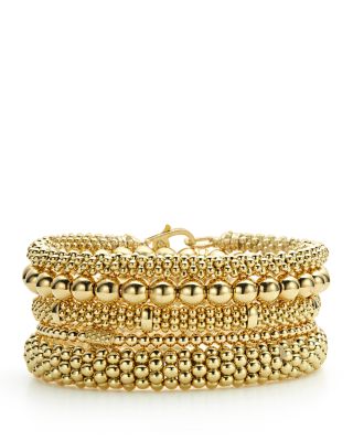 Caviar Gold Collection 18K Gold Beaded Bracelet, 4mm