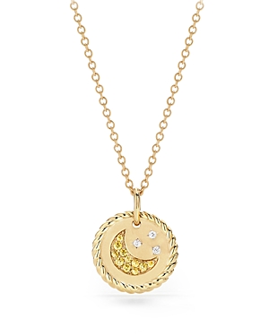 David Yurman Cable Collectibles Moon & Stars Necklace with Diamonds & Yellow Sapphire in 18K Gold