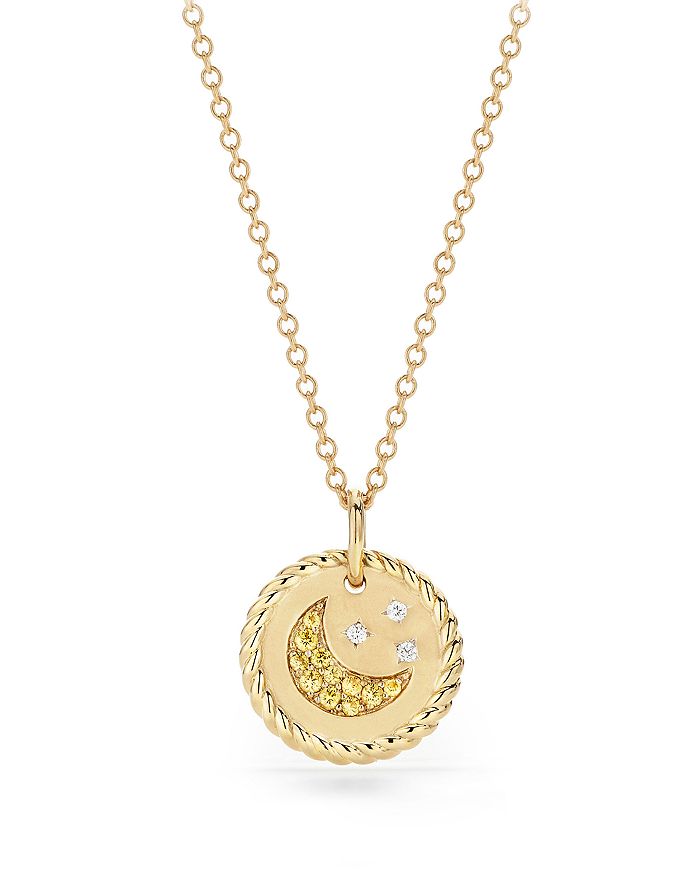 DAVID YURMAN CABLE COLLECTIBLES MOON & STARS NECKLACE WITH DIAMONDS & YELLOW SAPPHIRE IN 18K GOLD,N13860D88AYSDI18