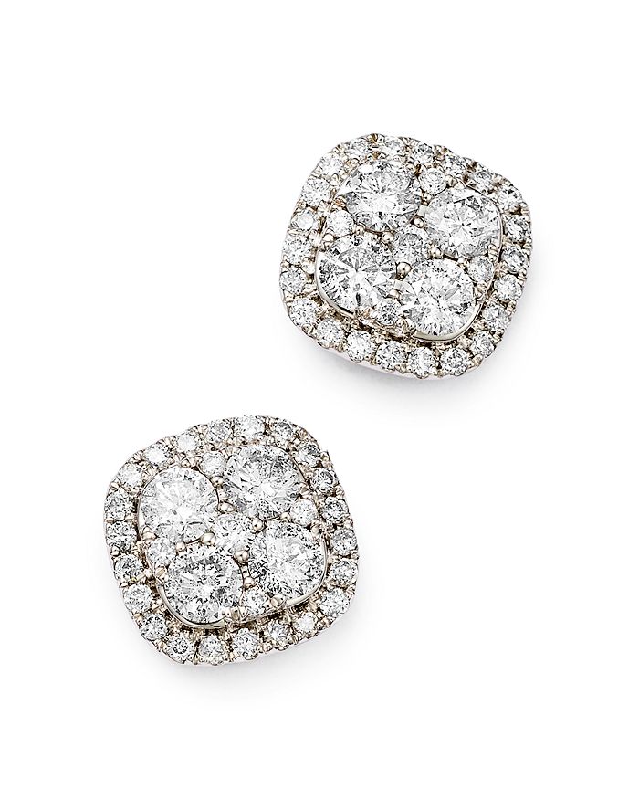 Bloomingdale's Diamond Cluster Stud Earrings In 14k White Gold, 1.50 Ct. T.w- 100% Exclusive