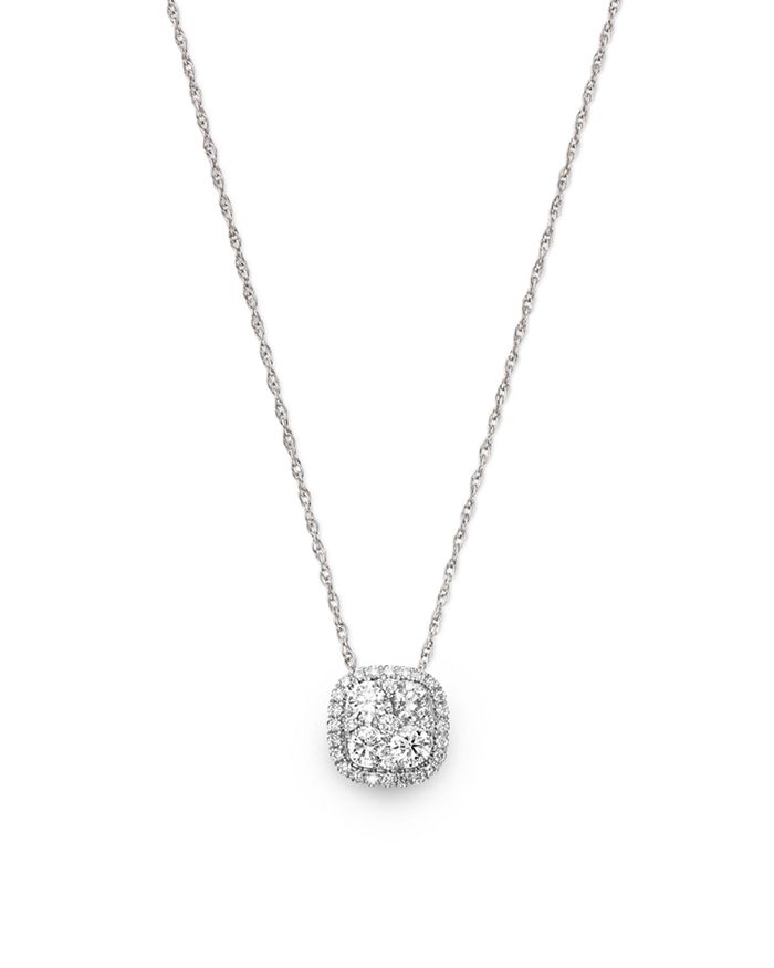 Bloomingdale's Diamond Cluster Pendant Necklace In 14k White Gold, 0.50 Ct. T.w. - 100% Exclusive
