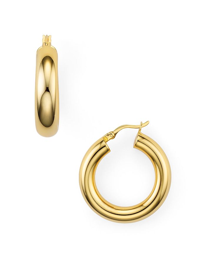 Shop Argento Vivo Tube Hoop Earrings In Sterling Silver, 18k Gold-plated Sterling Silver Or 18k Rose Gold-plated Sterl