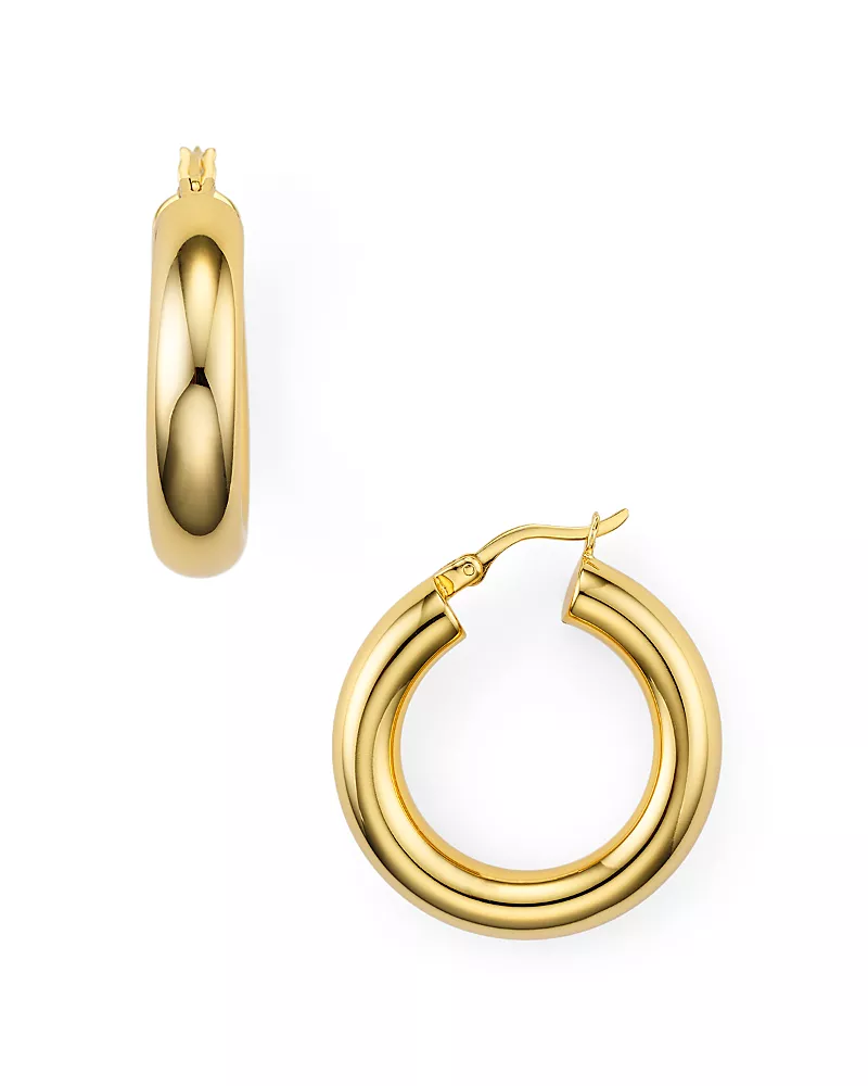 Argento Vivo Tube Hoop Earrings in Sterling Silver, 18K Gold-Plated Sterling Silver or 18K Rose Gold-Plated Sterling Silver