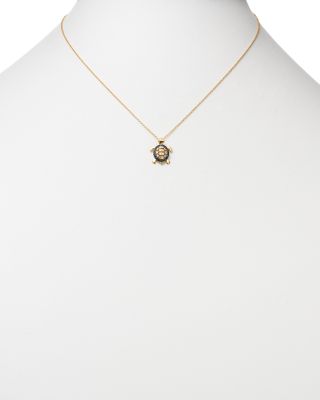 Black & White Diamond Turtle Pendant Set In 14K Yellow Gold 