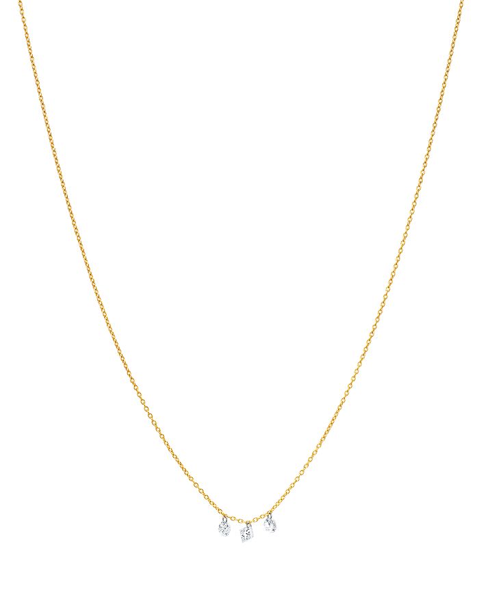 Aerodiamonds 18k Yellow Gold Round & Princess-cut Diamond Trio Necklace, 18 In White/gold