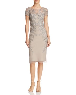 adrianna papell leafy embellished cocktail dress