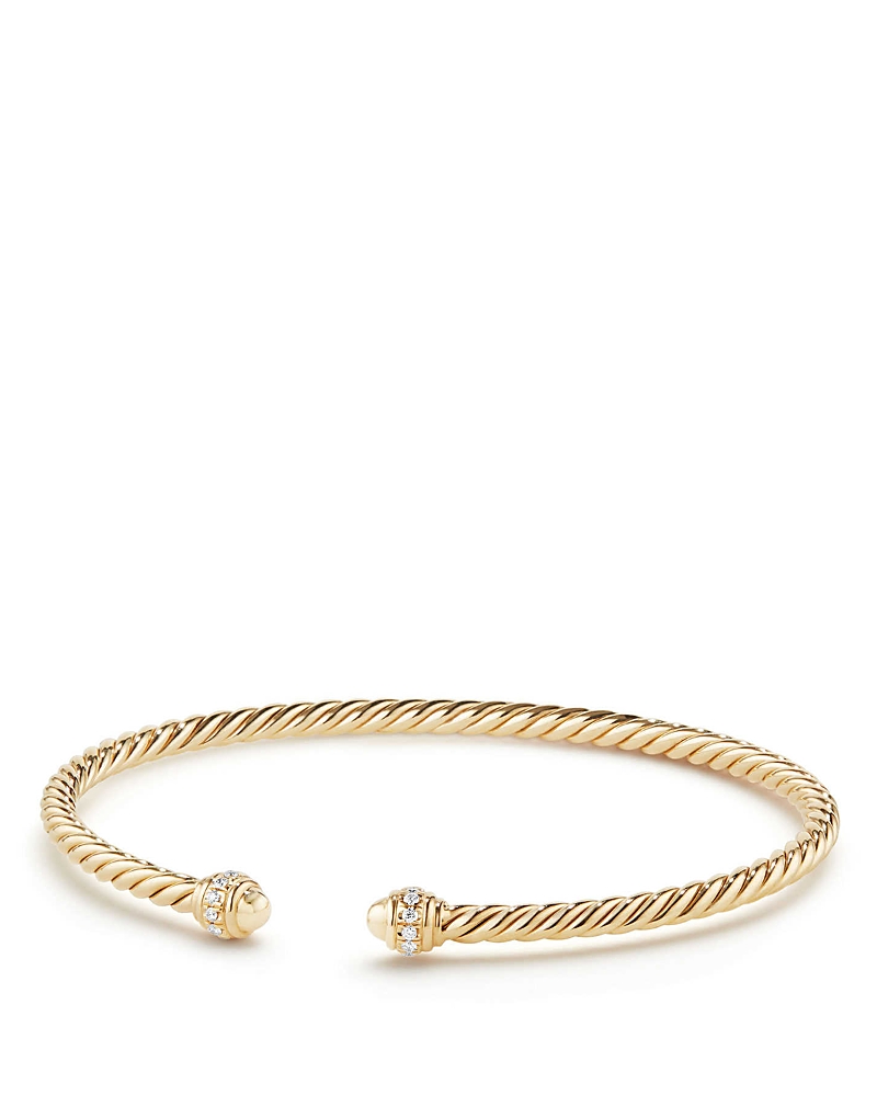 David Yurman Cable Spira Bracelet in 18K Gold with Diamonds