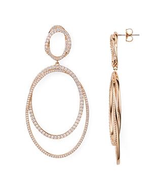 Nadri Pave Large Drop Hoop Earrings Rose Gold Nadri Pave Large Drop Hoop Earrings Rose Gold
