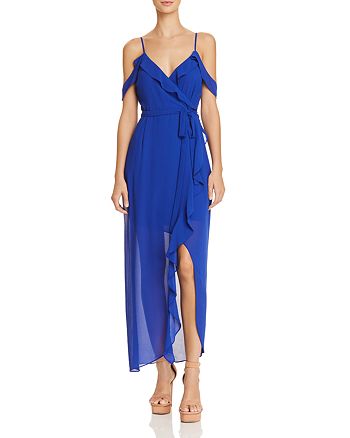 Bardot - Lalia Cold-Shoulder Faux-Wrap Maxi Dress
