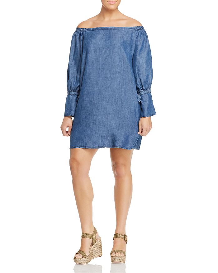 B Collection by Bobeau Curvy Auden Chambray Off-the-Shoulder Dress ...
