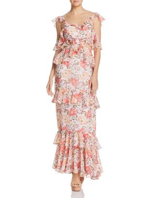 ワンピース [Cest Moidew] Floral two-way ruffled dress WAYF Milan Ruffled Cutout Maxi Dress | Bloomingdale's