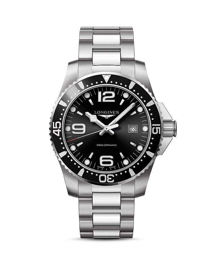 Longines Hydroconquest Watch, 44mm In Black/silver