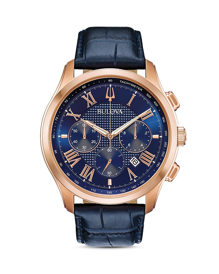 Shop Bulova Wilton Chronograph Watch In Blue