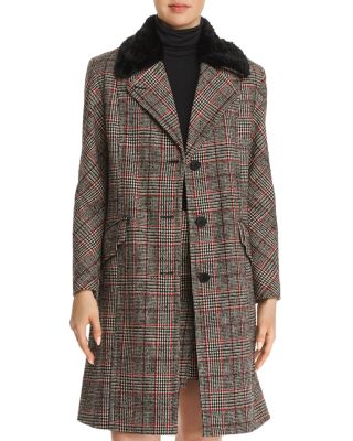 McQ Alexander McQueen - Faux-Fur-Trimmed Plaid Coat