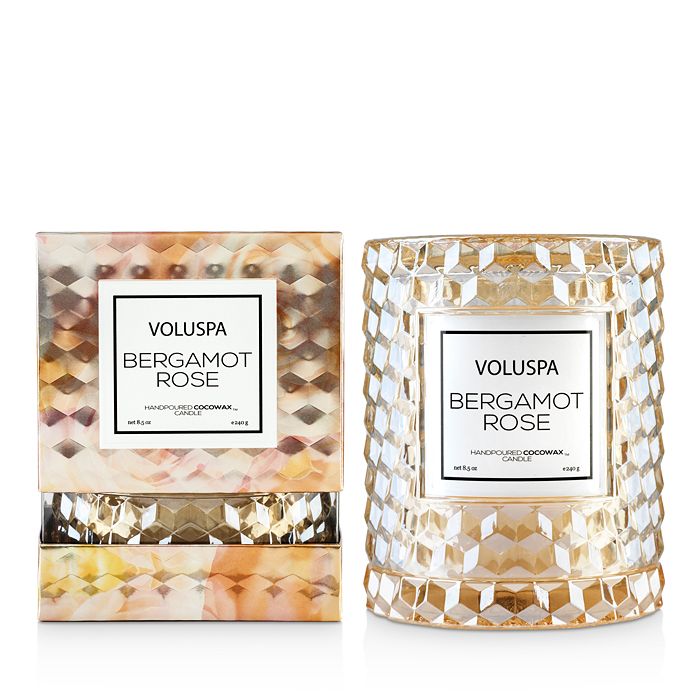 Voluspa Bergamot Rose Cloche Embossed Glass Candle 8.5 oz. Bloomingdale's