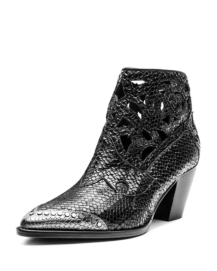 Zadig & Voltaire Women's Cara Laser-Cut Snake-Embossed Leather Western ...
