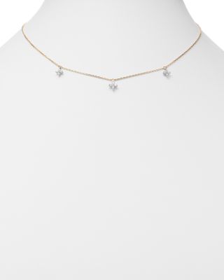 Diamond Clover Station Necklace in 14K White & Yellow Gold, 0.30 tcw  