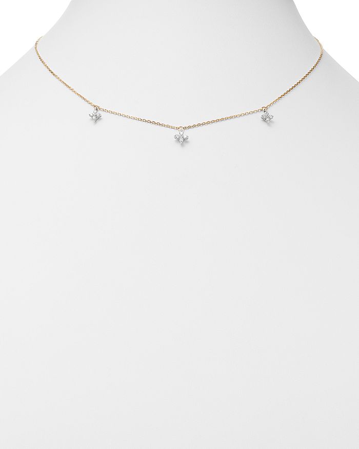 Shop Bloomingdale's Diamond Clover Station Necklace In 14k White & Yellow Gold, 0.30 Ct. T.w. - 100% Exclusive In White/gold
