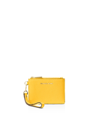 Michael Michael Kors Small Leather Wristlet In Sunflower Yellow/gold