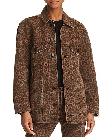 alexanderwang.t - Daze Oversize Denim Jacket in Tan Leopard