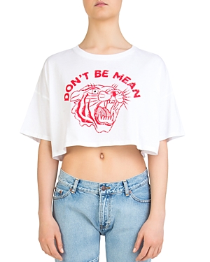THE KOOPLES DON'T BE MEAN CROPPED GRAPHIC TEE,FTSMC1636S