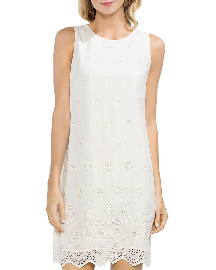 VINCE CAMUTO Scalloped Eyelet Shift Dress Bloomingdale s