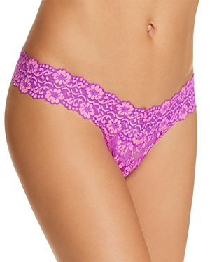 HANKY PANKY CROSS-DYED SIGNATURE LACE LOW-RISE THONG,591054