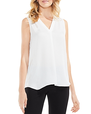Vince Camuto Shirred High/low Tank In New Ivory