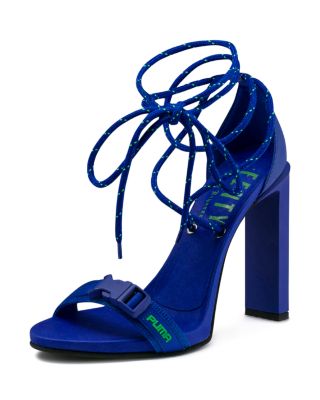 Bungee Cord High-Heel Lace Up Sandals 