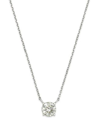 Bloomingdale's Fine Collection - Diamond Solitaire Pendant Necklace in 14K White Gold