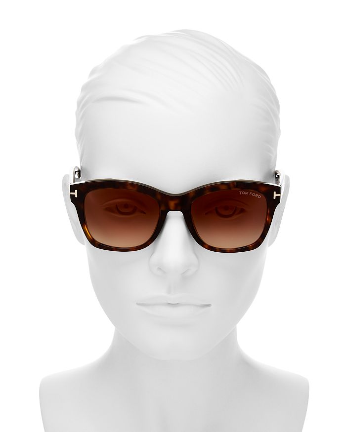 Shop Tom Ford Lauren Square Sunglasses, 52mm In Dark Havana/brown