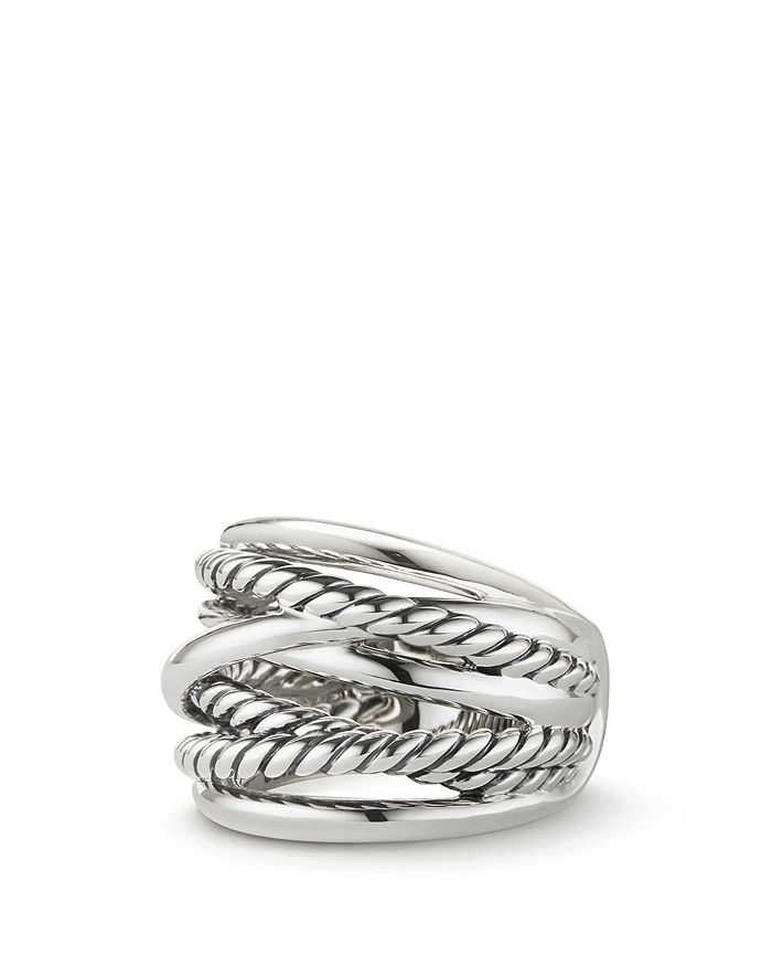 David Yurman Chubby Crossover Wide Ring In Silver