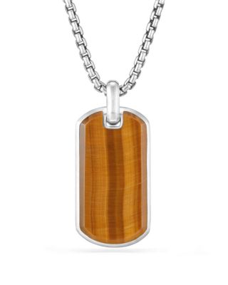 Men's Sterling Silver Streamline&reg; Tag with Exotic Stones, 35mm