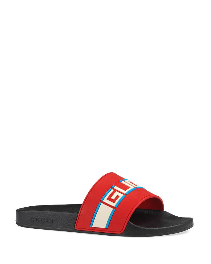 Gucci Pursuit Stripe Slide Sandal In Flame