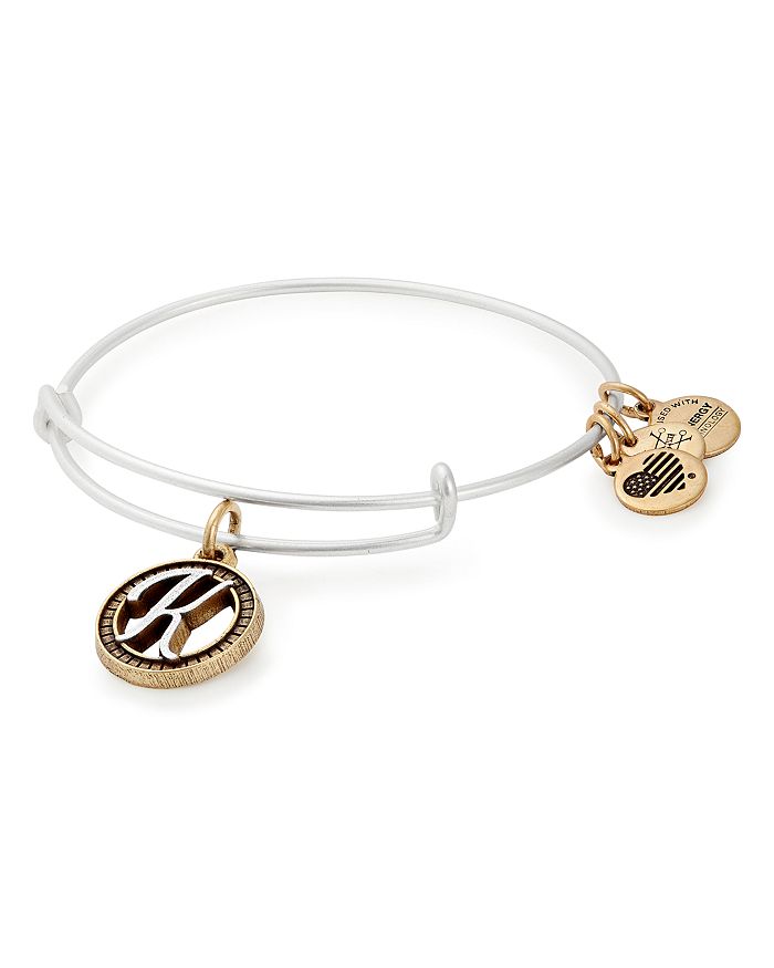 Alex And Ani Initial Two-tone Expandable Bracelet In Silver/k