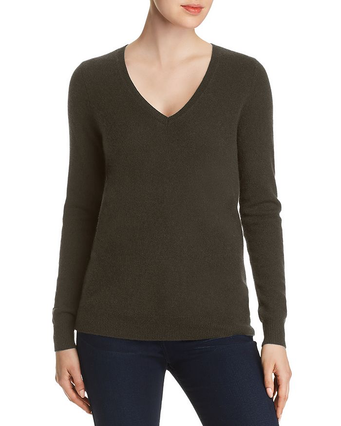 C By Bloomingdale's V-neck Cashmere Sweater - 100% Exclusive In Dark Olive
